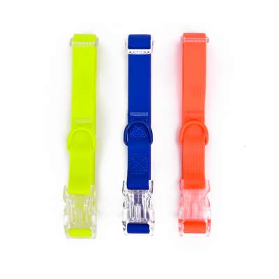 High Quality Waterproof Soft Comfortable PVC Coated Nylon Dog Collar Transparent Plastic Buckle Dog Collar